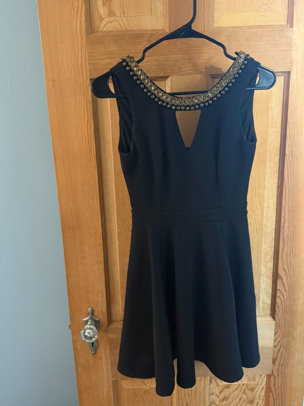 NBD Moonlight Black Beaded Cutout Mini Dress